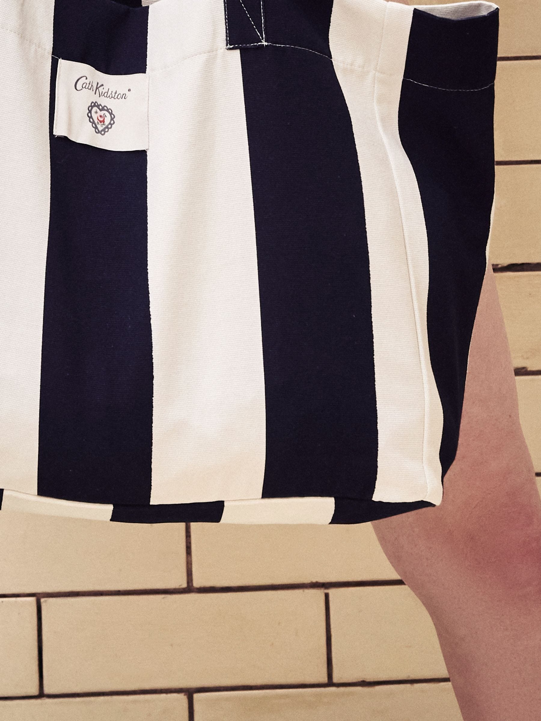 Blue and white striped bag next clearance