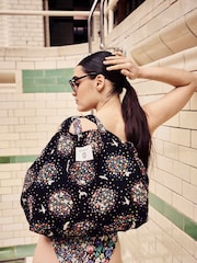 Cath Kidston Black Ditsy Floral 100% Cotton Beach Bag - Image 2 of 4