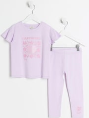River Island Purple Girls Happiness T-Shirt Set - Image 1 of 4