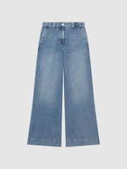Голубой - Reiss широкие джинсы с контрастными строчками Olivia - Изображение 2 из 7