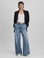 Голубой - Reiss широкие джинсы с контрастными строчками Olivia - Изображение 3 из 7