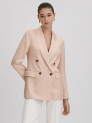 Reiss Pink Eve Double Breasted Satin Blazer - Image 1 of 6