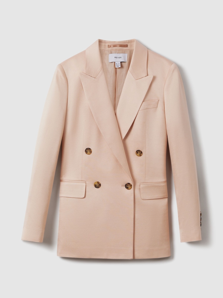 Reiss Pink Eve Double Breasted Satin Blazer - Image 2 of 6