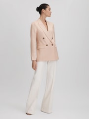 Reiss Pink Eve Double Breasted Satin Blazer - Image 3 of 6