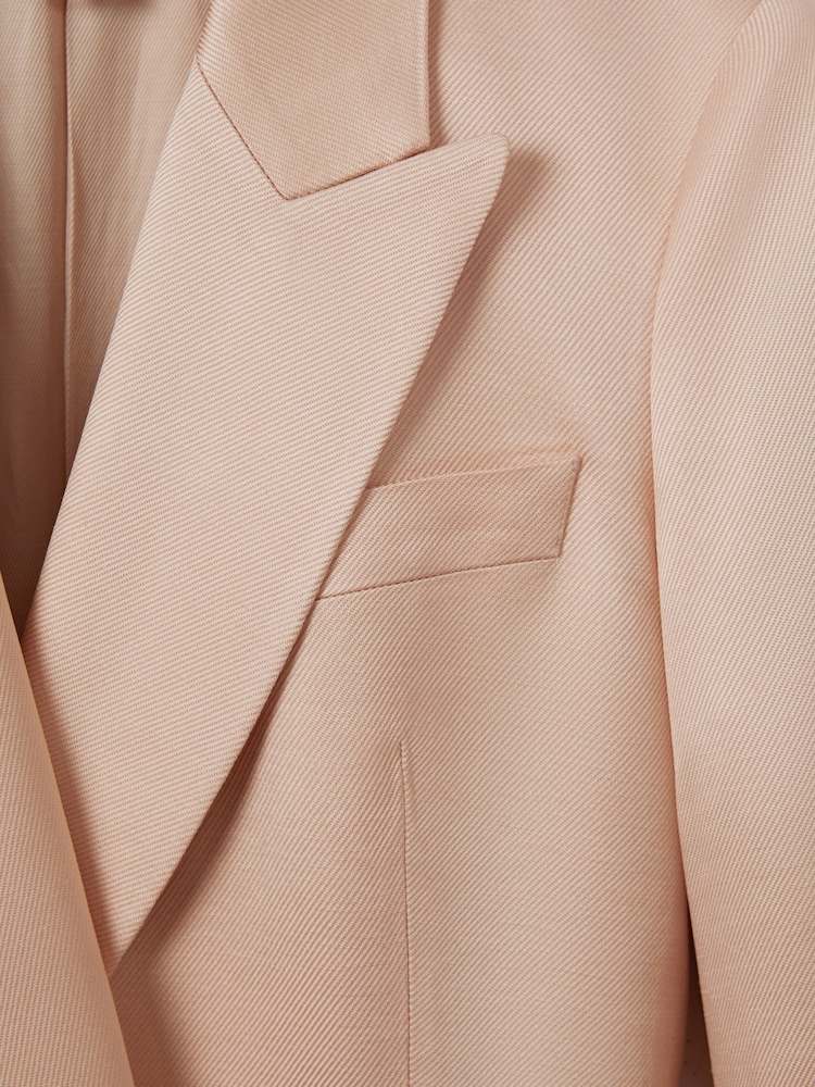 Reiss Pink Eve Double Breasted Satin Blazer - Image 6 of 6