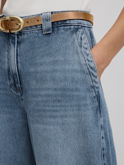 Reiss Light Blue Olivia Petite Wide Leg Contrast Stitch Jeans - Image 4 of 8