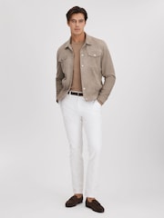 Reiss Mink Nico Suede Twin Pocket Overshirt - Image 3 of 7