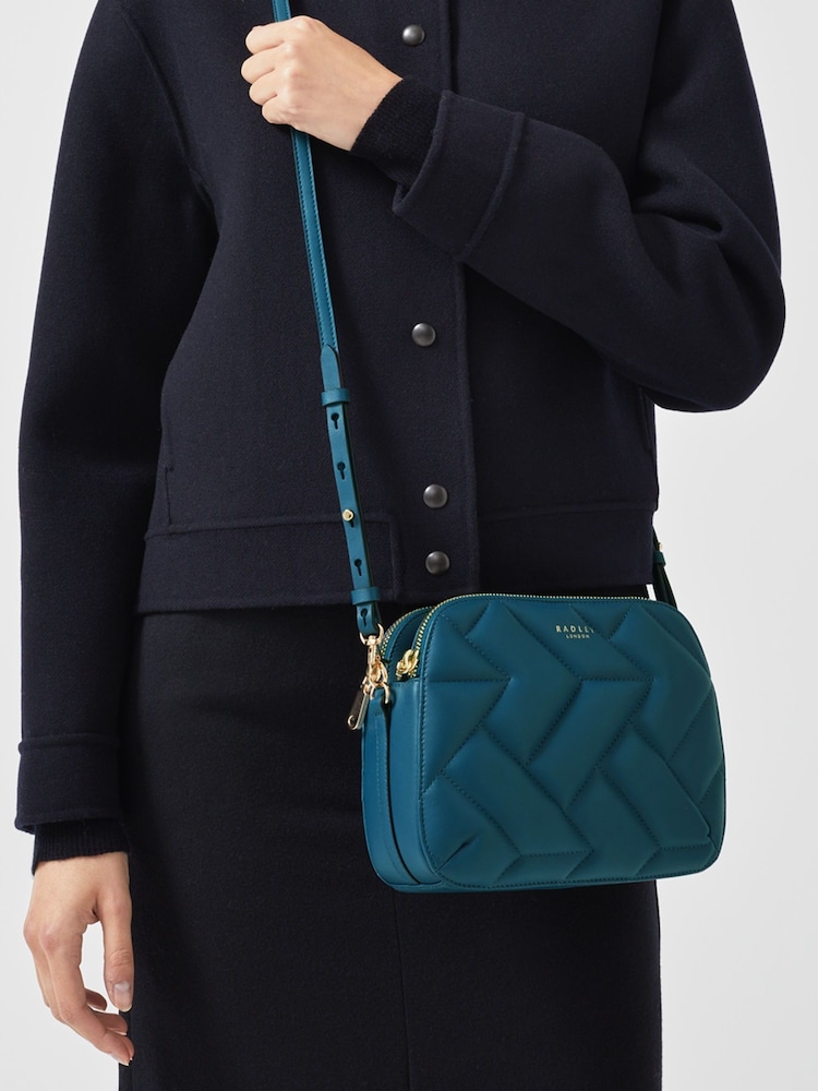 Radley London Medium Blue Dukes Place Quilt Zip Top Cross-Body Bag - Image 1 of 5