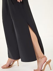 Roman Black Front Tie Strap Belted Jumpsuit - Image 5 of 5