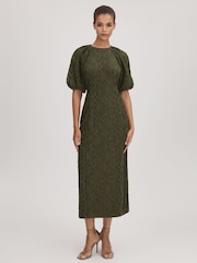 Florere Lace Puff Sleeve Midi Dress - Image 1 of 6
