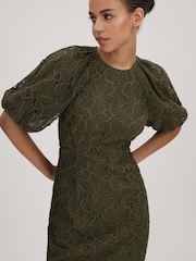Florere Lace Puff Sleeve Midi Dress - Image 3 of 6