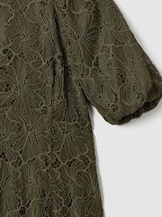Florere Lace Puff Sleeve Midi Dress - Image 6 of 6