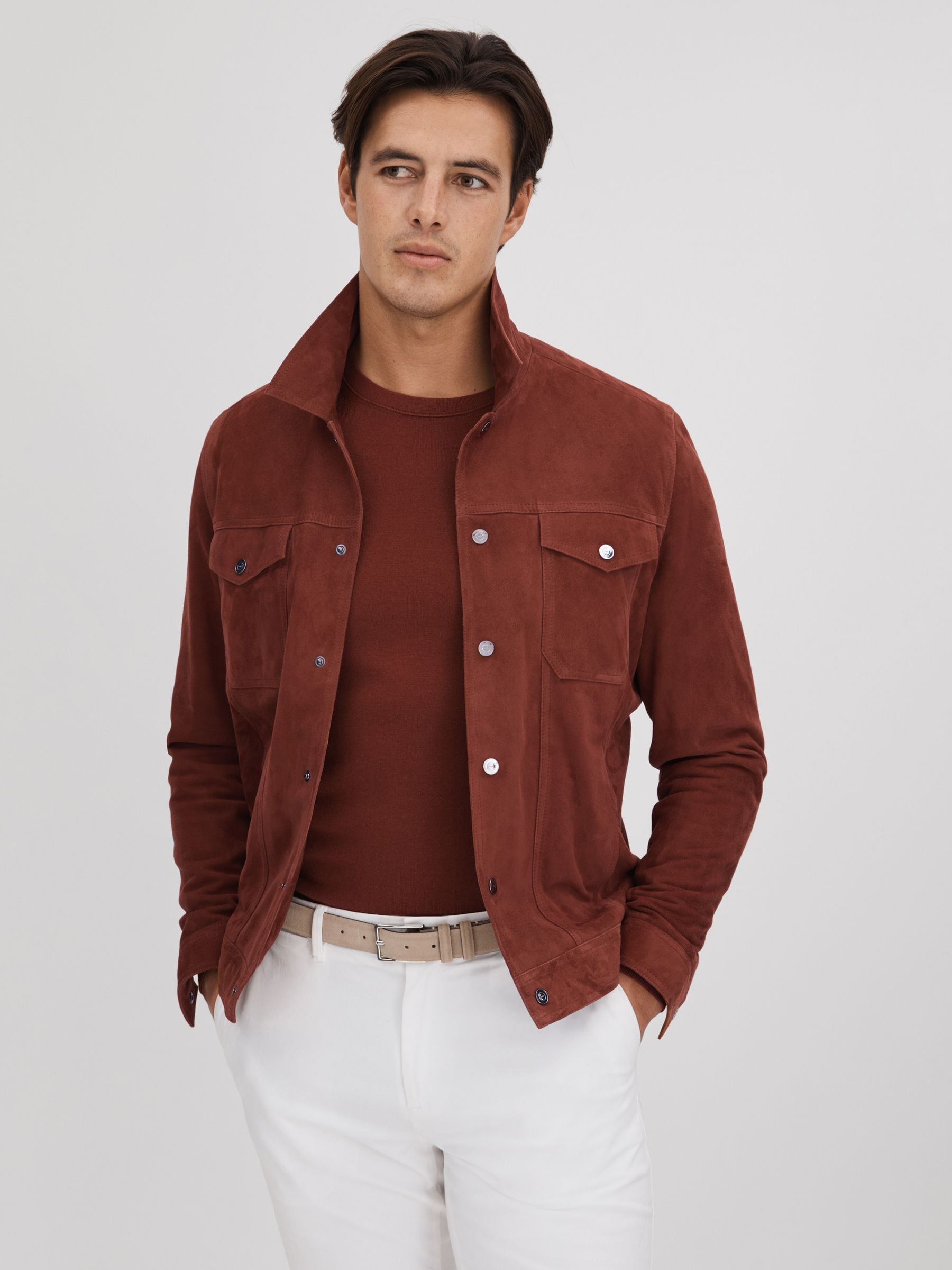 Buy Reiss Rust Nico Suede Twin Pocket Overshirt from Next Luxembourg