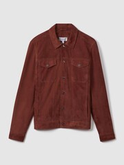 Reiss Rust Nico Suede Twin Pocket Overshirt - Image 2 of 6