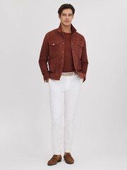 Reiss Rust Nico Suede Twin Pocket Overshirt - Image 3 of 6