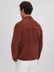 Reiss Rust Nico Suede Twin Pocket Overshirt - Image 5 of 6