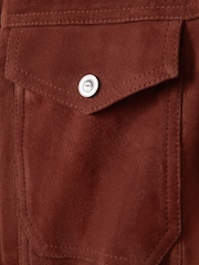 Reiss Rust Nico Suede Twin Pocket Overshirt - Image 6 of 6