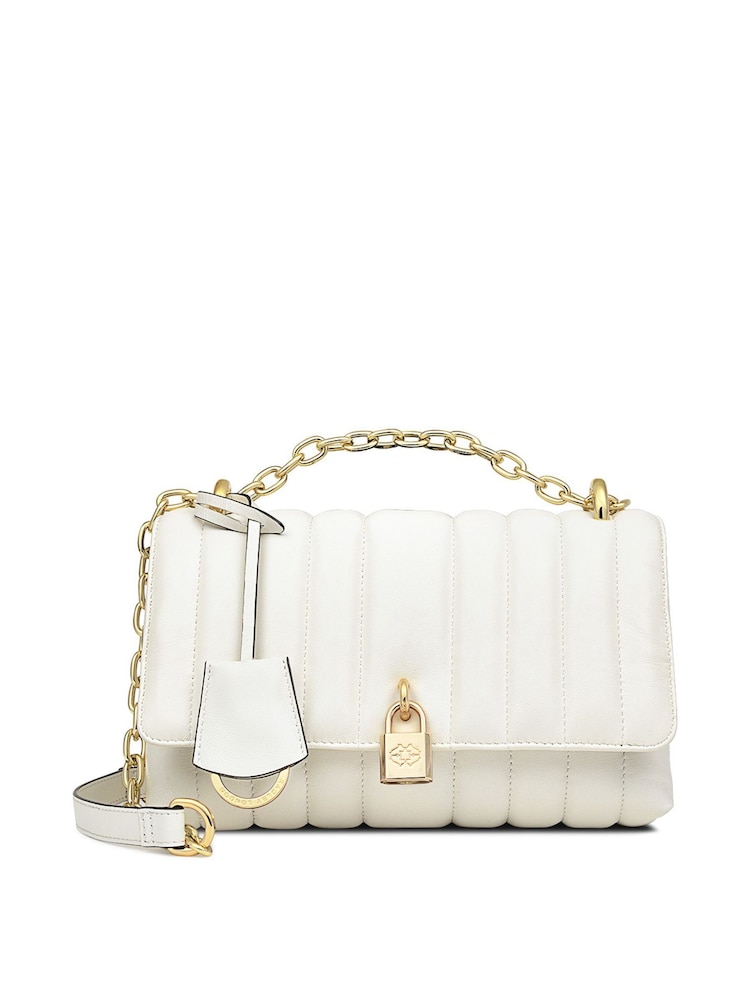 Radley London Mill Bay - Padlock Quilt Medium Flapover White Cross Body Bag - Image 1 of 4 Radley London Mill Bay - Padlock Quilt Medium Flapover White Cross Body Bag - Image 1 of 4