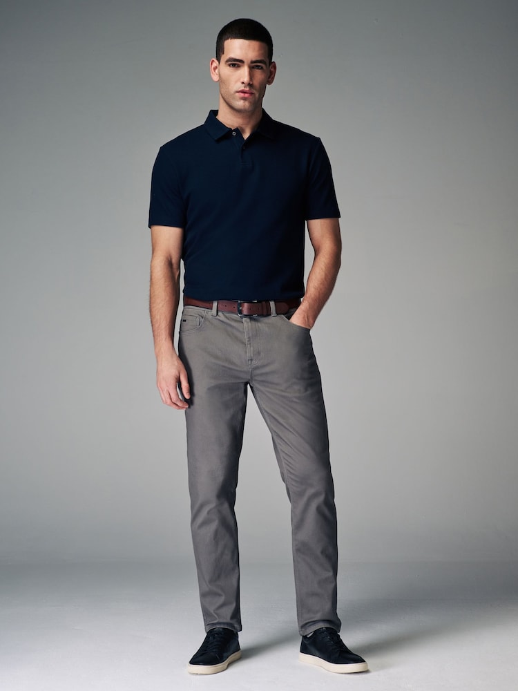 Grey Belted Soft Touch 5 Pocket Jean Style Trousers - Image 2 of 6