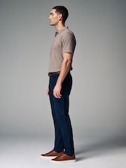 Navy Blue Belted Soft Touch 5 Pocket Jean Style Trousers - Image 3 of 6
