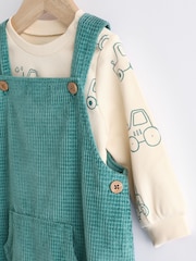 Green Farm Baby Waffle Corduroy Dungaree and Bodysuit Set (0mths-2yrs) - Image 4 of 7