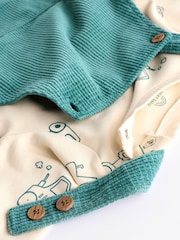 Green Farm Baby Waffle Corduroy Dungaree and Bodysuit Set (0mths-2yrs) - Image 6 of 7