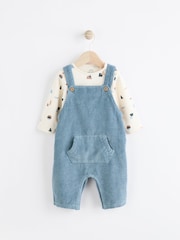 Blue Corduroy 100% Cotton Baby Dungarees and Bodysuit Set (0mths-2yrs) - Image 1 of 9