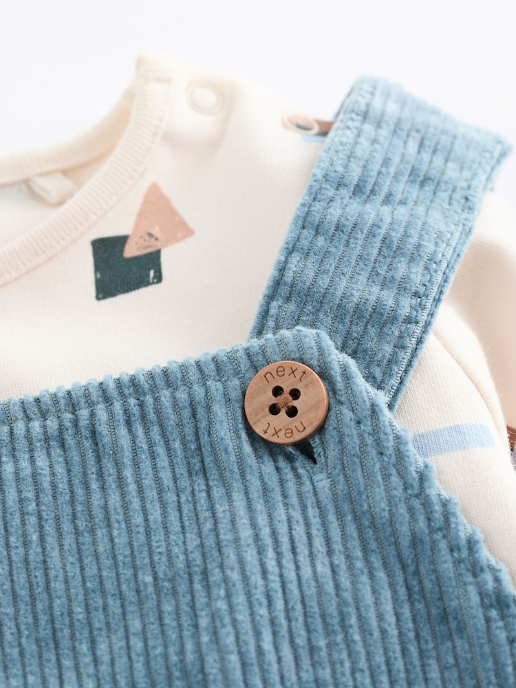 Blue Corduroy 100% Cotton Baby Dungarees and Bodysuit Set (0mths-2yrs) - Image 9 of 9