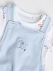 Blue Elephant Print Baby Velour Dungarees and Bodysuit Set (0-18mths) - Image 5 of 8