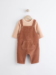 Rust Brown Cord 100% Cotton Baby Dungarees and Bodysuit Set (0mths-2yrs) - Image 1 of 9
