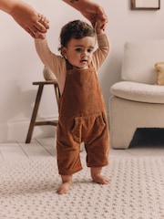 Rust Brown Cord 100% Cotton Baby Dungarees and Bodysuit Set (0mths-2yrs) - Image 2 of 9