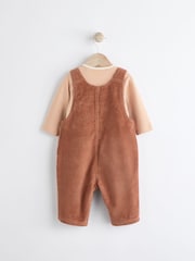 Rust Brown Cord 100% Cotton Baby Dungarees and Bodysuit Set (0mths-2yrs) - Image 4 of 9