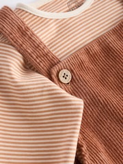 Rust Brown Cord 100% Cotton Baby Dungarees and Bodysuit Set (0mths-2yrs) - Image 8 of 9