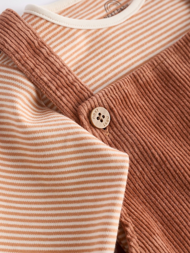 Rust Brown Cord 100% Cotton Baby Dungarees and Bodysuit Set (0mths-2yrs) - Image 8 of 9