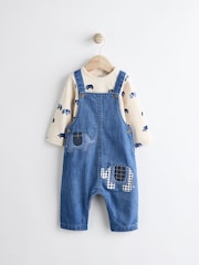 Blue Elephant Baby Denim Dungarees and Bodysuit Set (0mths-2yrs) - Image 1 of 10