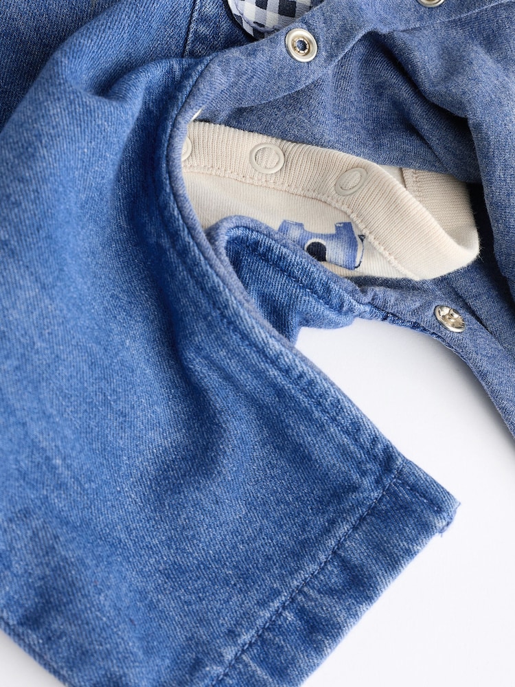 Blue Elephant Baby Denim Dungarees and Bodysuit Set (0mths-2yrs) - Image 10 of 10