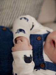 Blue Elephant Baby Denim Dungarees and Bodysuit Set (0mths-2yrs) - Image 4 of 10