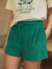White/Green Pickleball 100% Cotton Towelling Short Pyjamas Set - Image 4 of 4
