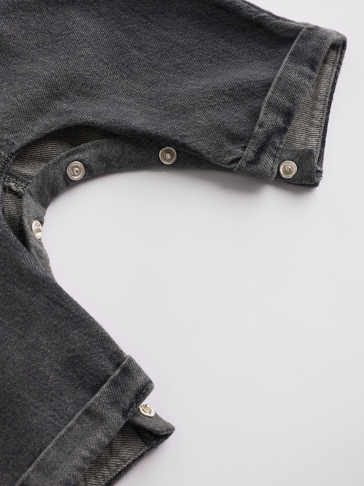 Black/Grey Baby Denim Dungarees and Bodysuit Set (0mths-2yrs) - Image 7 of 8