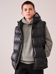 Black Hooded Padded Gilet (3-16yrs) - Image 1 of 12