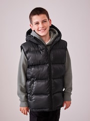 Black Hooded Padded Gilet (3-16yrs) - Image 2 of 12