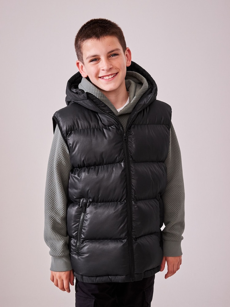 Black Hooded Padded Gilet (3-16yrs) - Image 2 of 12
