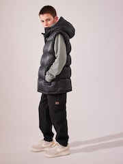 Black Hooded Padded Gilet (3-16yrs) - Image 4 of 12