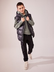 Black Hooded Padded Gilet (3-16yrs) - Image 5 of 12
