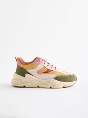 Pink/Yellow Chunky Lace-Up Trainers - Image 2 of 4