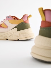 Pink/Yellow Chunky Lace-Up Trainers - Image 3 of 4
