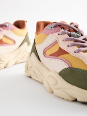 Pink/Yellow Chunky Lace-Up Trainers - Image 4 of 4