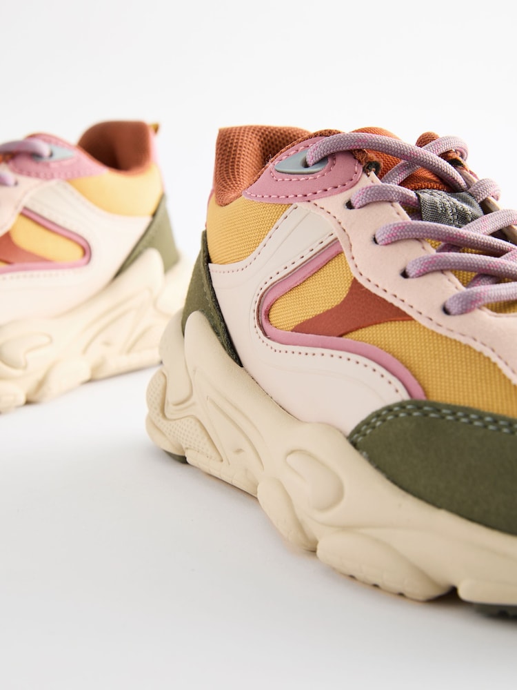 Pink/Yellow Chunky Lace-Up Trainers - Image 4 of 4