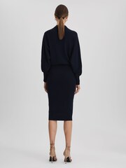 Reiss Navy Sally Petite Wool Blend Midi Dress - Image 5 of 7