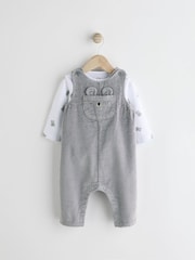 Grey Bear Corduroy 100% Cotton Baby Dungarees and Bodysuit Set (0mths-2yrs) - Image 1 of 8